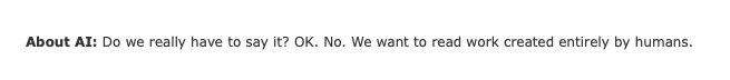 AI submission guidelines screenshot from Baltimore Review