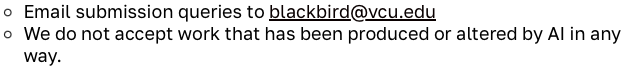 AI submission guidelines screenshot from Blackbird