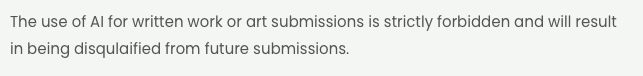 AI submission guidelines screenshot from Epistemic Lit