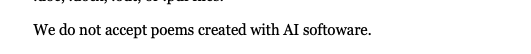 AI submission guidelines screenshot from Glass: A Journal of Poetry