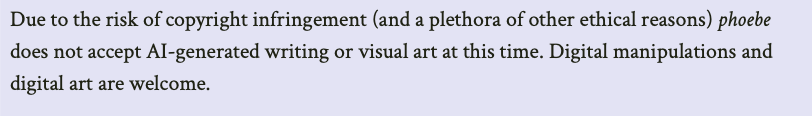AI submission guidelines screenshot from Phoebe Journal