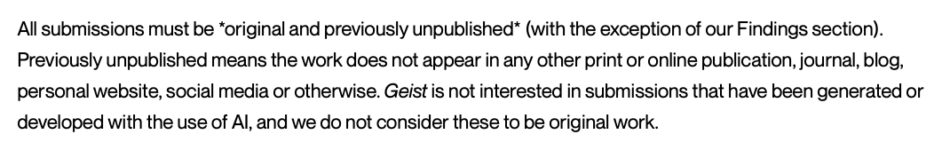 AI submission guidelines screenshot from Geist