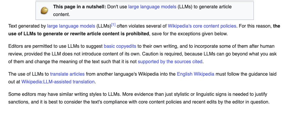 AI guidelines from Wikipedia