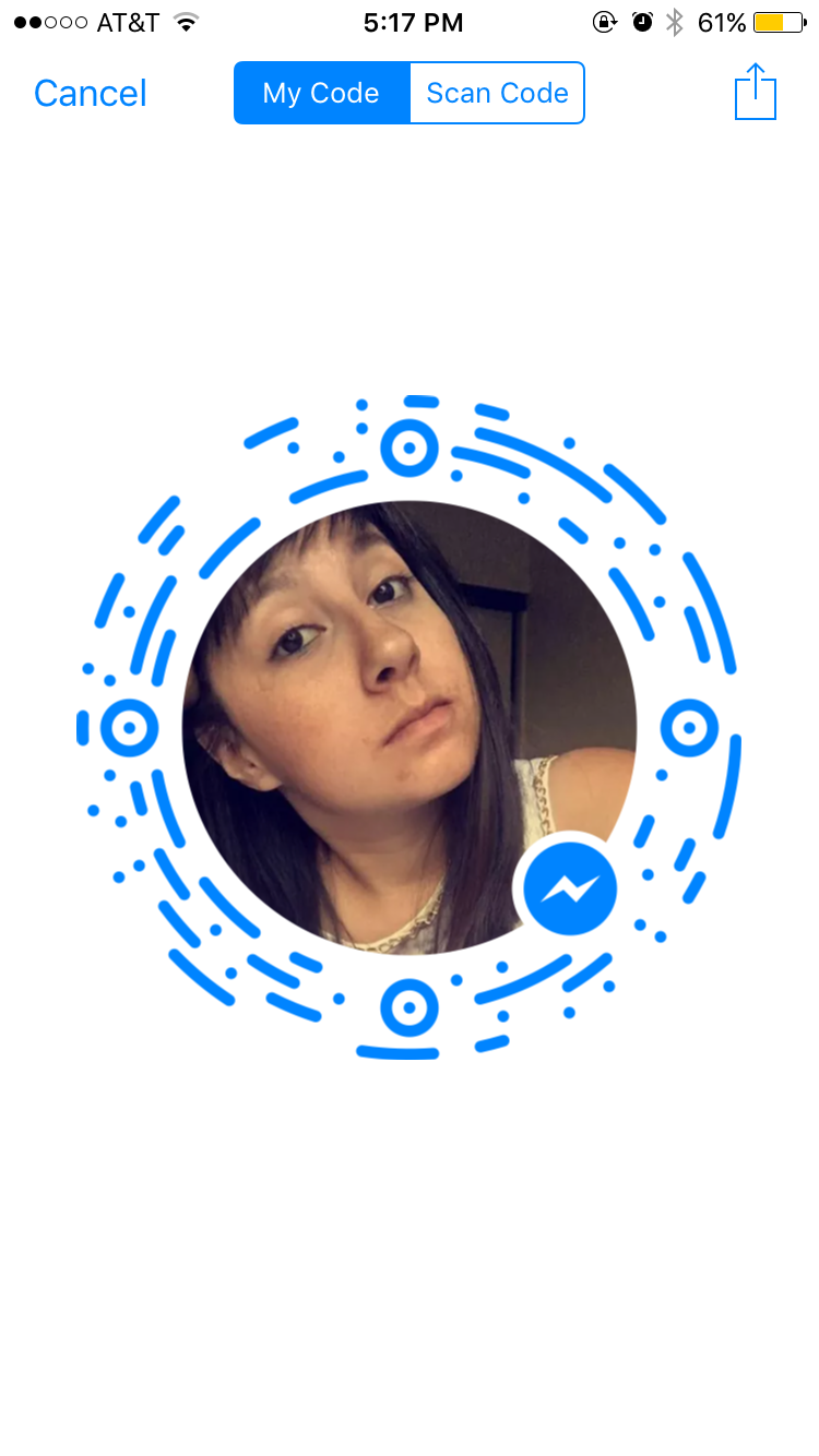 Screenshot of a Facebook QR code feature for finding friends