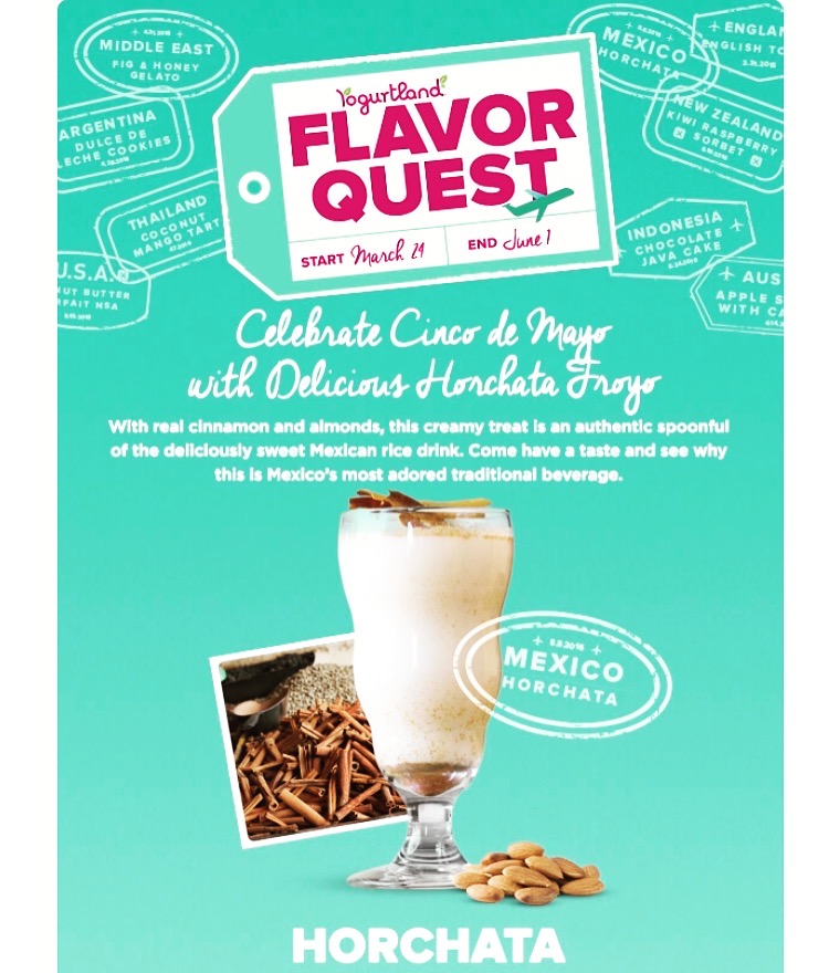 Screenshot of Yogurtland flyer announcing new Horchata flavor