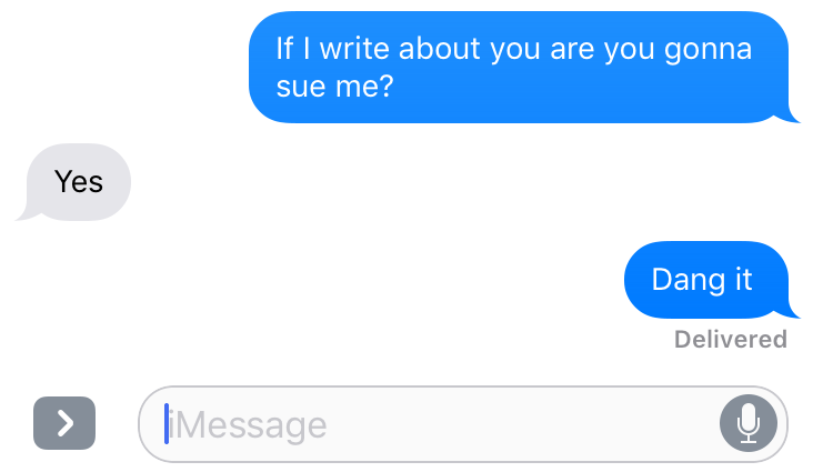 Screenshot of a text conversation about whether the contributor can write about their sibling
