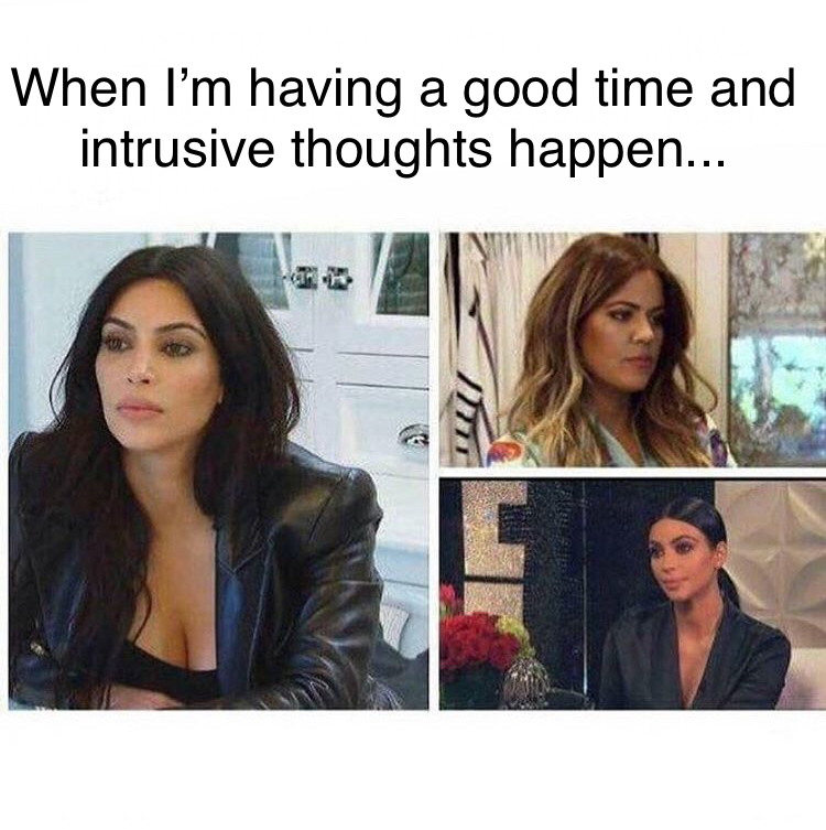 Classic meme structure using three frames of Kim and Khloé Kardashian staring blankly