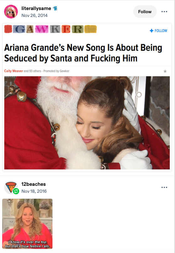 An image of Ariana hugging Santa Clause